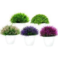 Plantas artificiales en maceta, bonsái verde, árbol pequeño, plantas de hierba, adorno en maceta, flores falsas para decoración del jardín del hogar, fiesta de boda - details 1