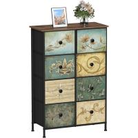 Mueble de Almacenamiento Cómodo con 9 Cajones Diseño Industrial de Metal con Superficie de Madera y Cajones de Tela para Sala de Estar, Habitación Infantil, Pasillo Estilo Rústico - details 10