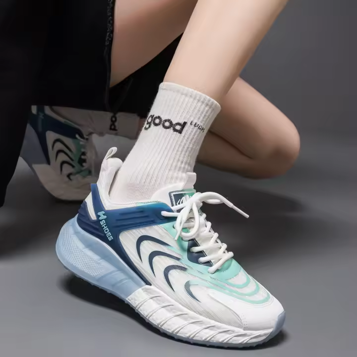 Suela de palomitas de maíz pareja transpirable zapatillas de deporte de los hombres de la plataforma versátil zapatos blancos estudiante zapatillas de correr - 1