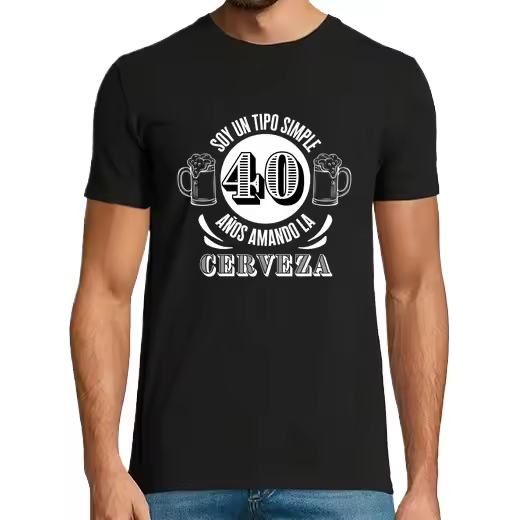 Soy un tipo simple 40 años cerveza,Regalo de cumpleaños para hombre, camisetas informales de algodón con cuello redondo - 1