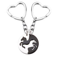 2pcs Llavero De Acero Inoxidable Con Rompecabezas De Caballo Para Parejas Accesorios De Bolso Y Mochila Regalo Para Amantes - details 0