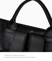 Mochila de trabajo de cuero PU suave para mujer, mochila de hombro cruzado de cuero negro vintage, mochila de viaje antirrobo para mujer - details 13