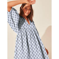 Vestido corto de vacaciones de playa de rayón informal suelto con lazo floral para mujer de moda de verano - details 153