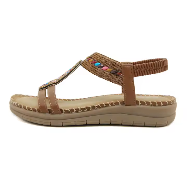 5012-8 Nuevas Sandalias Bohemias de Diamantes de Imitación 2025 Casual Cómodas de Masaje de Látex Suela Gruesa Talla Grande Zapatos Planos - 1