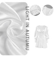 Vestido blanco nuevo de invierno versátil con mangas farol de satén Design Sense - details 2
