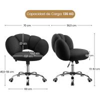 Silla de Escritorio Ergonómica Diseño Nube en Tejido Bouclé Altura Ajustable Ruedas Giratorias - details 19