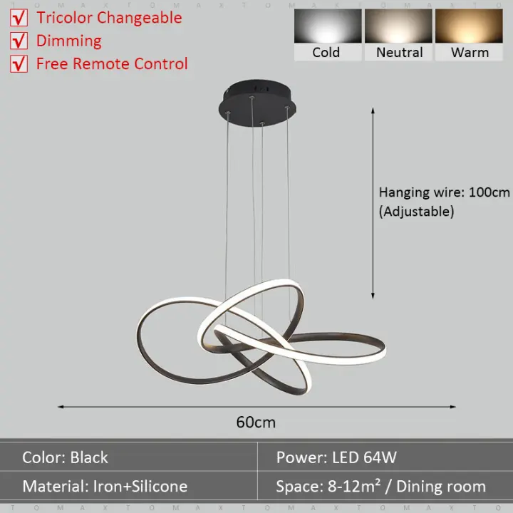 TOMAXIN-lámpara colgante LED para comedor, luz curva de 60CM, Simple, para sala de estar - 1