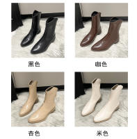 Nuevas botas de vaquero occidentales puntiagudas con boca en v, botas cortas blancas de tacón grueso - details 3
