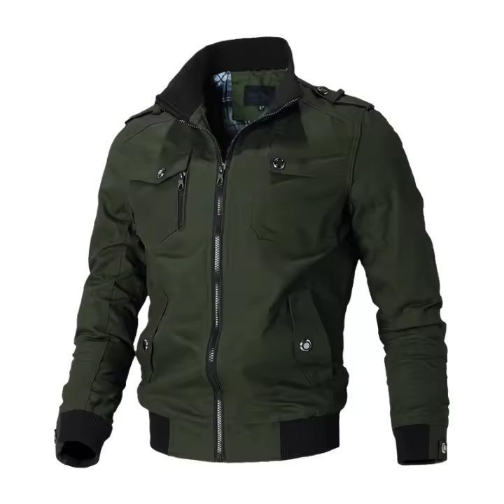Chaqueta Bomber para Hombres Moda Casual de Primavera Otoño Tela de Algodón Cierre de Cremallera - 1