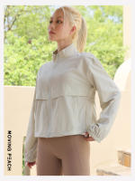 Chaqueta deportiva de melocotón móvil para mujer, cortavientos ligero a prueba de viento para exteriores, senderismo, Camping, cuello simulado, correr, BSJ - details 11