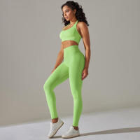 Conjunto de Yoga para Mujeres Ropa Deportiva de Alta Cintura, Top de Deportiva de Punto, Leggings, Bra Conjunto de Gimnasio - details 21