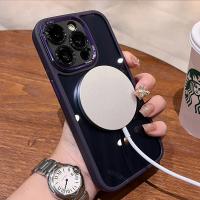 Funda protectora de parachoques de lente de Metal magnético de lujo para iPhone 16 15 14 13 12 11 Pro Max 16 Plus cubierta transparente dura de carga inalámbrica - details 5