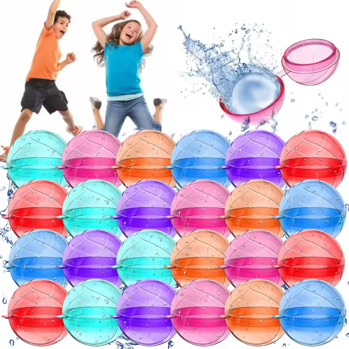 Globos de Agua Reutilizables, 24 Piezas, Relleno Rápido, Bolas de Agua de Silicona de Colores, Juguetes para la Piscina y Juegos de Agua - 1