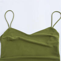 Vestido de Verano 2025 para Mujer Estilo Moderno Sin Mangas, Top de Cintura Hipster, Cremallera Lateral, Baberos, Ajuste Regular, Falda Maxi - details 3