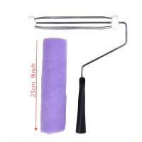 Juego de rodillos de pintura de 7 piezas con marco: funda de rodillo de metal y plástico de 9 pulgadas, longitud de cabello de 3/8 de pulgada, para pintura de paredes del hogar y eliminación de manchas - details 4