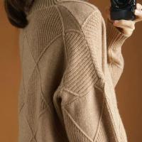 Otoño e Invierno nuevo suéter de mujer grueso calidez moda suéter de lana tejido cuello alto 2025 - details 1