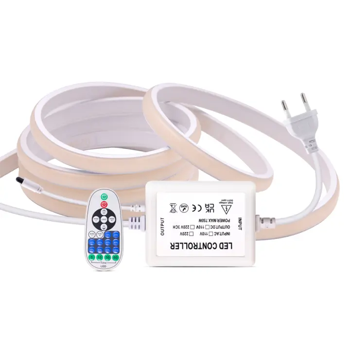 Tira de luces LED COB con Control remoto, 220 LED/m CRI RA90, lámpara Flexible para exteriores, cinta LED impermeable, enchufe europeo, Decoración de cocina, 288 V - 1