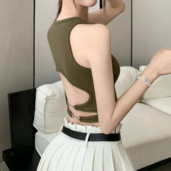Camiseta Deportiva de Manga Larga para Mujer con Almohadilla Top Corto Casual con Espalda Descubierta Estilo Callejero Y2K - 1
