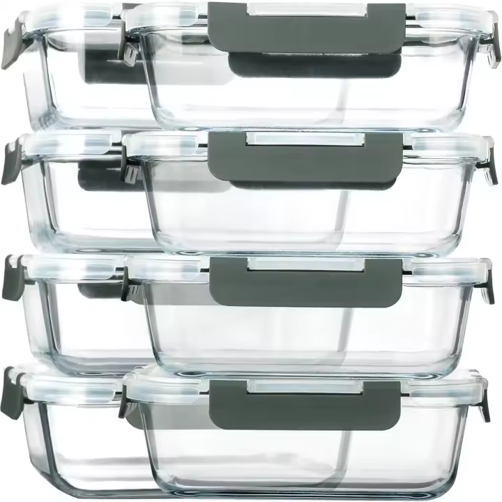 M MCIRCO Juego de 8 tarros de cristal de 860 ml para conservar alimentos, aptos para lavavajillas, microondas y congelador - A prueba de fugas - 1