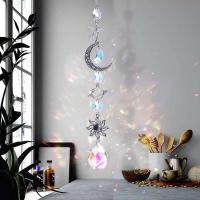 Atrapasueños de cristal con campanas anchas, estrella, prisma de arcoíris colorido, colgantes para ventana del hogar, adorno atrapasueños de jardín - details 10