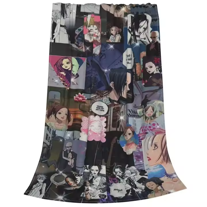 Anime Plaid Baby Manga Nana Print Yazawa mantas suaves multifunción para el hogar dormitorio edredón fino de felpa - 1