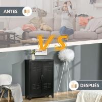 Armario de Almacenamiento Metálico Doble Puerta Ajustable para Oficina, Salón, Dormitorio - details 16