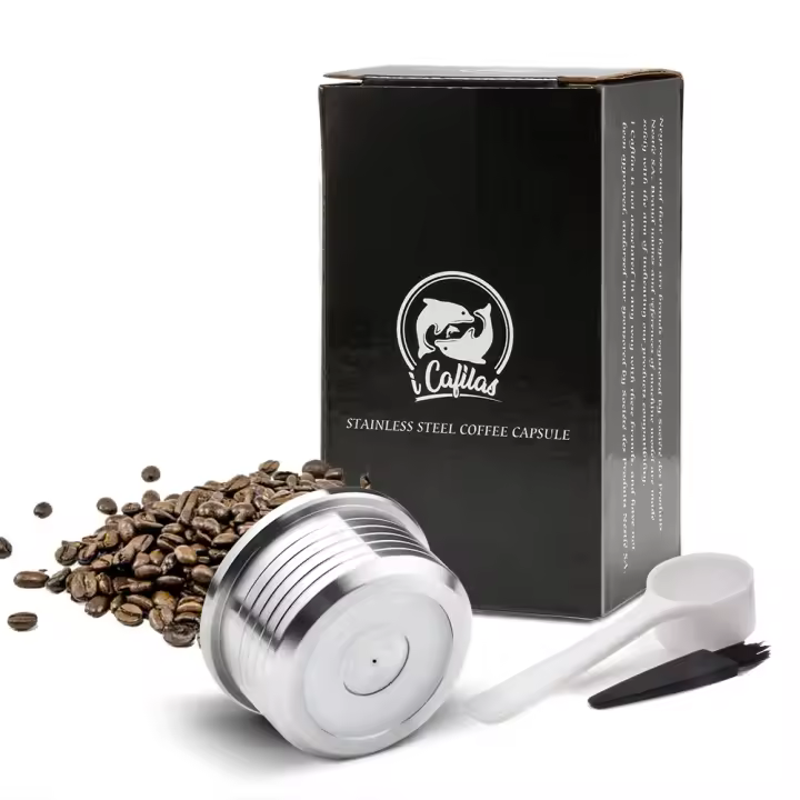 ICafilas-cápsula de café reutilizable de acero inoxidable, cápsulas de café rellenables, filtro de taza para máquina Delta Q - 1