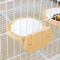 Cuenco de alimentación para mascotas colgante con Base de madera, diseño de suspensión, jaula fija para gatos, comederos de alimentos con forma de gato/oso, fácil limpieza - details 11