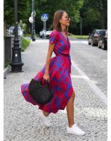 Vestido Floral Elegante con Escote en V Estampado Moderno, Transpirable, Perfecto para Trabajo y Ocasiones Casuales - details 2