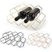 Estante de vino de panal de Metal, soporte de botella de vino Negro de Oro Rosa, estante de almacenamiento hexagonal, exposición de champán, decoración del Hogar - details 0