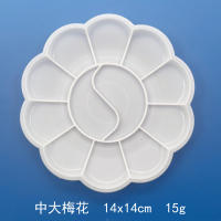 Paleta de pintura de flor de ciruelo de plástico blanco para niños, pies de paleta de acuarela acrílica - details 8