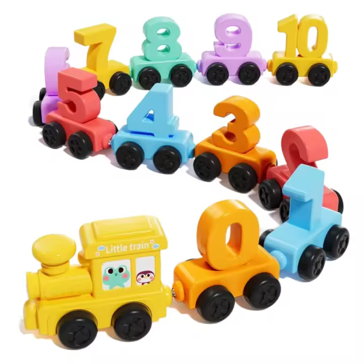 Juego de trenes magnéticos de plástico Montessori para Educación Temprana, juguetes educativos de aprendizaje Digital coloridos con números, 7 piezas - 1