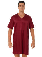 Camisón de satén para hombre y mujer, ropa de dormir de manga corta con cuello en V, ropa de dormir para el hogar, ropa de dormir con abertura lateral, albornoz para dormir - details 13