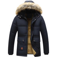 Chaqueta gruesa de lana a prueba de viento para hombre, abrigo de Parka con Cuello de piel con capucha, chaqueta informal clásica, invierno, 2024 - details 5