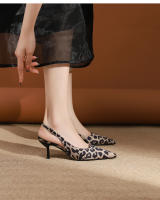 Sandalias de aguja nuevas, sencillas y versátiles, con estampado de leopardo y espalda puntiaguda. - details 19