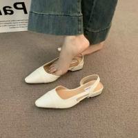 Sandalias de Tacón Bajo 24 para Mujer Color Nude Francés, Punta Afilada, Estilo Pequeño Fragante, Tacones Gruesos, Estilo Trasero - details 4