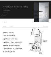 Lámpara de Pared LED 13W TOMAXIN con Foco Giratorio Diseño Sencillo y Moderno para Dormitorio Estudio Hotel Adecuada para Sala de Estar - details 13