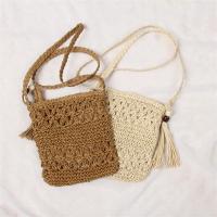 Bolsos de mensajero huecos para mujer, bolso de hombro tipo bandolera tejido con borlas, bolso de paja informal para playa, Bolsa femenina - details 0