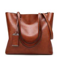 Bolso de cuero encerado para mujer, bolsa de hombro con doble correa, sencillo, para compras, 2022 - details 5