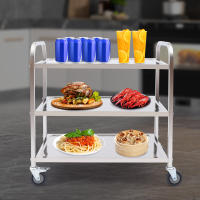 Carro de servicio de acero inoxidable con 3 estantes, carro de cocina, carro de comida con freno 85*45*90cm/33,46*17,72*35,43 In Simple, Moderno - details 0