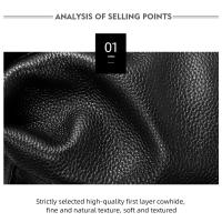 Mochila De piel auténtica 100% para hombre, morral para ordenador portátil de 14 pulgadas, de viaje, a la moda - details 4