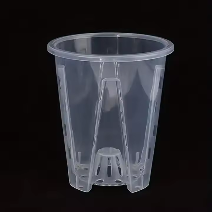 Maceta transparente con Control de raíces transpirable, hermosas macetas de plástico para orquídeas Phalaenopsis con estomas y bandeja para plantar - 1