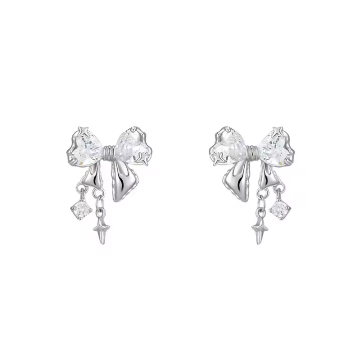 Mariposa de plata S999 para mujer, nuevos aros con diseño elegante y brillante, joyería de moda y alta elegancia - 1