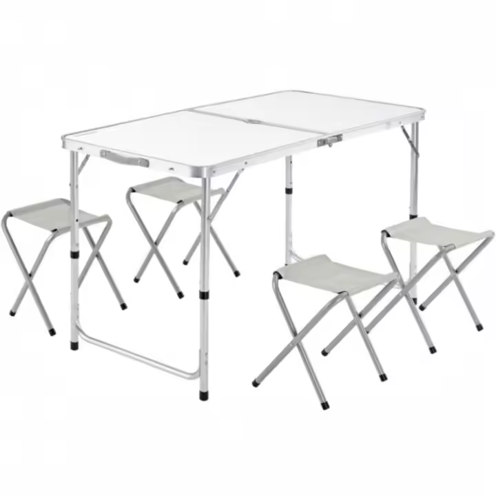 Mesa Plegable XXL de Aluminio 4 Taburetes Plegables Función de Maleta Altura Ajustable - 1