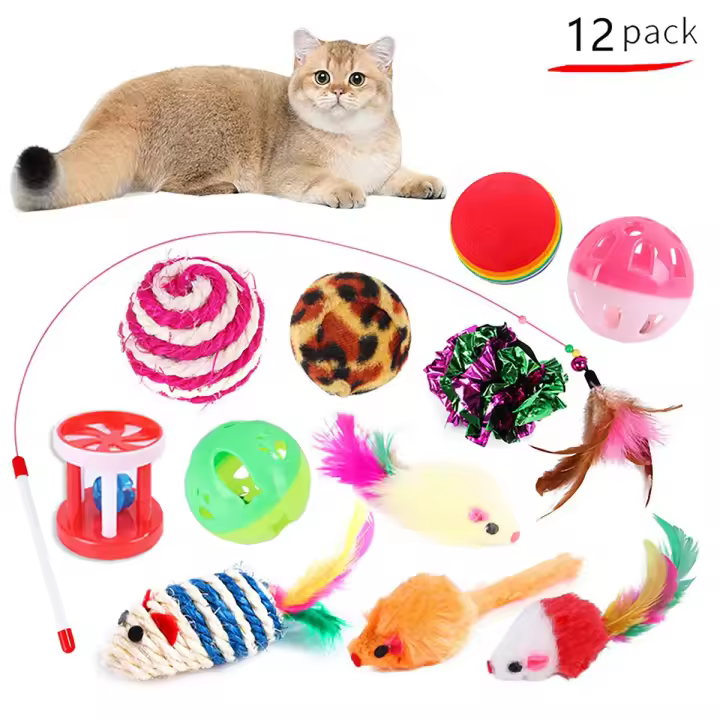 Juego de Juguetes para Mascotas Set de Combinación de 12/20 Piezas Campana de Ratón de Sisal - 1