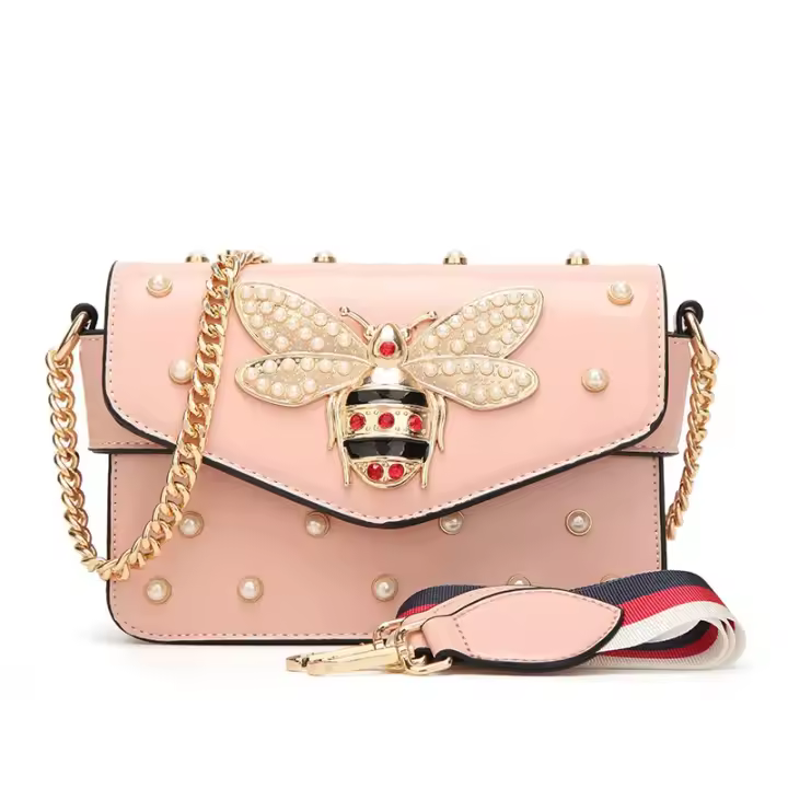 Bolsos cruzados con perlas de abeja para mujer, cadenas, bolsos de lujo de abeja, bolso de hombro de marca famosa de diseñador, bolso de mano principal para mujer - 1