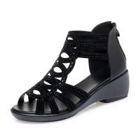 Sandalias Romanas de Cuero Suave Zapatos de Tacón para Mujer Verano 2025 Diseño Casual de Moda - details 1