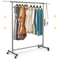 Perchero de Ropa de Metal Resistente y Ajustable con Ruedas Altura Regulable Extensible para Ropa - details 0
