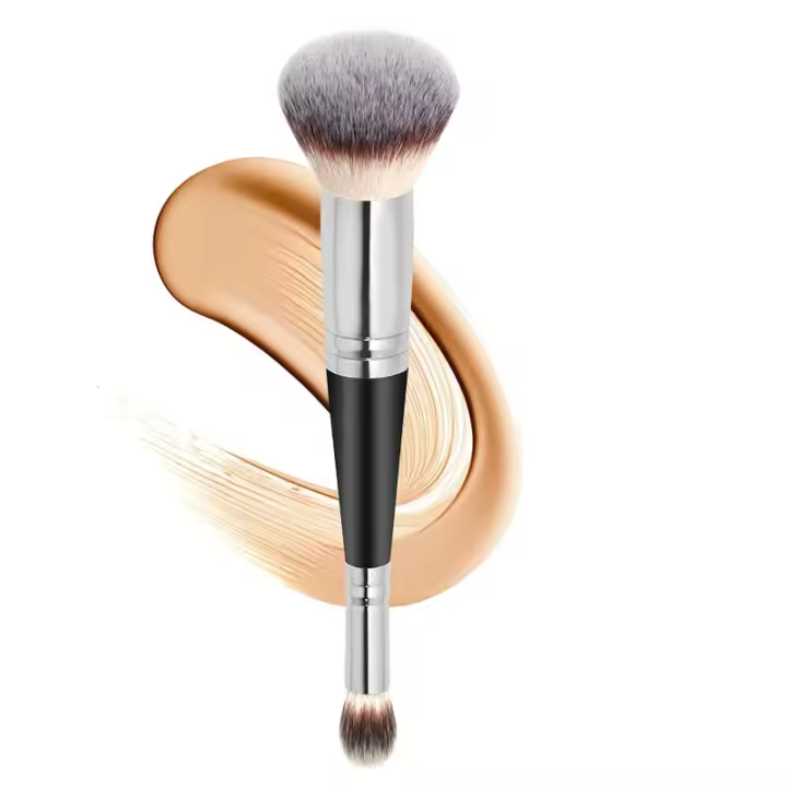 Cepillo De Maquillaje Profesional De Doble Cabeza 2 En 1 Para Base Corrector Iluminador Polvo Y Rubor Herramientas De Belleza - 1