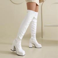 Botas hasta la rodilla de otoño e invierno, tacones súper altos, botas de cuero negro, actuación de pole dance, botas de mujer, cremallera lateral - details 23